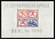 1936 Third Reich, Germany, Souvenir Sheet (Mi. Bl. 6, Thin Paper, CV $170, MNH)