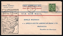 1929 Canal Zone, United States, First Flight Canal Zone to Nicaragua - Honduras - Cuba, Airmail cover, Cristobal - Managua, franked by Mi. 80