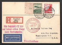 1936 (5 May) Germany, Hindenburg airship Registered airmail cover from Frankfurt to Washington (United States), 1st flight to North America 'Frankfurt - Lakehurst' (Sieger 406 D)