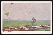 1914-18 'Watch on the Yser' WWI European Caricature Propaganda Postcard, Europe