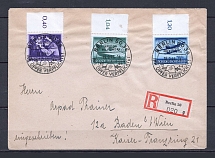 1944 Third Reich registered cover with special postmark Berlin war donation and wehrmacht day stamps
