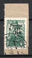 1941 15k Parnu Pernau, German Occupation of Estonia, Germany (Mi. 7 I, Signed, Canceled, CV $70)