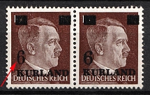 1945 6pf on 10pf Kurland, German Occupation, Germany, Pair (Mi. 2 II, Thin '6', CV $110, MNH)