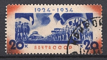 1934 USSR 20 Kop the Death of Lenin (Umbilicated Dome Variety on the Left, Canceled)