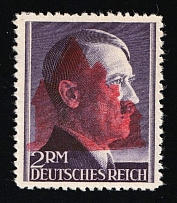 1945 SCHWARZENBERG I Local Issue 2RM, Germany, Overprint on Hitler's head (PROOF of Mi. 21 I, Red Overprint, Signed, MNH)