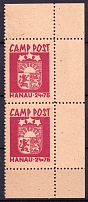 1947 Hanau, Baltic DP Camp, Displaced Persons Camp, Pair (Wilhelm 2 F 2, 2, Connected Hind Paws Lion, Print Error, CV $40, MNH)