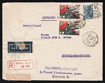 1940 (22 Feb) USSR Moscow - Berlin - Dusseldorf, Registered Airmail Censored cover, flight Moscow - Berlin (Muller 90, CV $350)