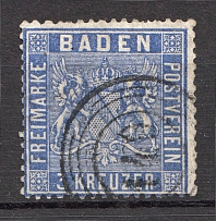 1860-61 Baden Germany 3 Kr (CV $35, Canceled)