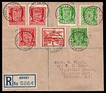 1944 (10 Jan) Jersey, German Occupation, Germany, Registered Cover (Mi. 4 y, 1 y - 2 y, CV $140)