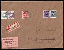 1946 (21 Sep) East Saxony, Soviet Russian Zone of Occupation, Germany, Registered Censored Cover from Dresden to Herborn franked with 4pf, 6pf, 12pf and 80pf (Mi. 46, 53, 58, 916, 935, CV $240)