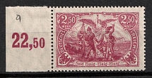 1920 2.50m Weimar Republic, Germany (Mi. 115 a, Margin, Plate Number, CV $50, MNH)