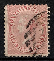 1858-59 0.5p British Canada, Canada (SG 25a, Canceled, CV $1,500)