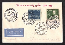 1936 (1 May) Sweden Airmail First night flight cover from Goteborg to Kobenhavn with the special postmark