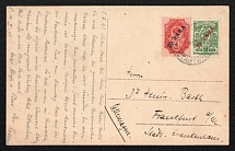 1910 Offices in Levant, Russia, Postcard from Constantinople to Frankfurt franked with 10pa and 20pa (Kr. 56, 78, CV $150)