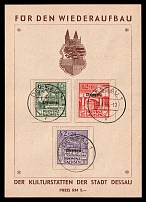 1946 Dessau, Germany Local Post, Souvenir Sheet (Mi. I A - III A, Unofficial Issue, Full Set, Canceled)