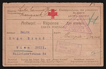 1914-17 Irkutsk Censorship, WWI Censored POW postcard from Irkutsk to Austria with violet boxed censor handstamp 'Viewed by censor 30' and Austria cs