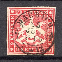 1859-60 Wurttemberg Germany 9 Kr (CV $115, Canceled)