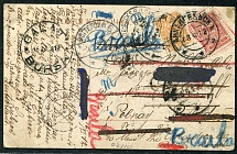Re-address handwritten marking.Card Astrakhan - Netherlands - Romania.