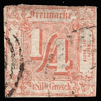 1861 1/4g Thurn und Taxis, German States, Germany (Mi 13, Canceled, CV $55)