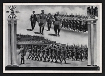1939 'Return of volunteers from Spain', Propaganda Postcard, Third Reich Nazi Germany