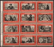 L&C Hardtmuth - First Company Manufacturer of Pencils, Austria, Dresden, Germany, Stock of Cinderellas, Non-Postal Stamps, Labels, Advertising, Charity, Propaganda, Block (MNH)