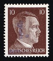 1945 1zl on 10pf Legnica Local Issue on Hitler's Head, Poland (Fischer 5, CV $80)