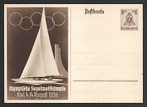 1936 'Olympic sailing ship competitions. Kiel 1936', Propaganda Postal stationery, Third Reich Nazi Germany