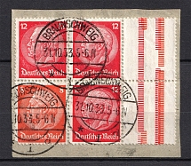 1933 Third Reich, Germany (Block of Four, Canceled, CV $90)