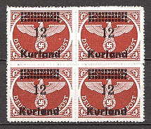 1945 Occupation of Kurland Block of Four `12` (Overinked `a`, CV $80, MNH)