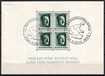 1937 Third Reich, Germany, Souvenir Sheet (Mi. Bl. 7, Special Cancellation)