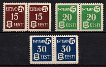 1941 Estonia, German Occupation, Germany, Pairs (Mi. 1 y - 3 y, Full Set, CV $130)