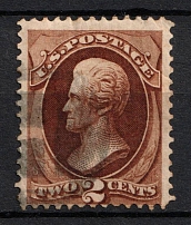 1873 2c Jackson, United States, USA (Scott 157, Brown, Ribbed Paper, Canceled, CV $60)