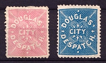 1879 Douglas City Dispatch, United States Locals & Carriers (Sc. #59L1, #59L2, Genuine)
