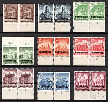 1941 Luxembourg, German Occupation, Germany, Pairs (Mi. 33 - 41, Full Set, Margins, Plate Numbers, CV $30)