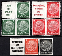 1936-37 Third Reich, Germany, Se-tenants, Zusammendrucke (Mi. W 65 - W 67, CV $30)