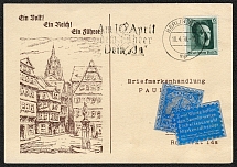 1938 Referendum in Austria Privately printed Volksabstimmung card franked with Scott B102a