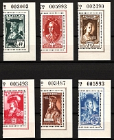 1943 Belgian Flemish Legion, Germany (Mi. IX - XIV, Plate Numbers, Corner Margins, Full Set, CV $330)