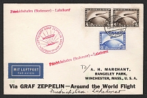 1929 (15 Aug) Germany, Graf Zeppelin airship airmail cover from Friedrichshafen to Winchester (United States), World Tour 1929 1st Flight 'Friedrichshafen - Lakehurst' (Sieger 30 Ac, CV $240)
