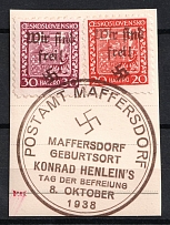 1938 Occupation of Reichenberg - Maffersdorf Sudetenland, Germany (Mi. 13 A, 15, Signed, Maffersdorf Postmark, CV $70)