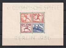 1936 Third Reich, Germany, Souvenir Sheet (Mi. Bl. 6 X, CV $70)