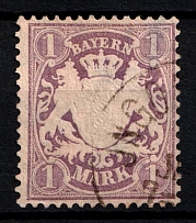 1875 1m Bavaria, German States, Germany (Mi. 31, Sc. 32, Canceled, CV $90)
