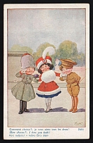 1914-18 'I love you both' WWI European Caricature Propaganda Postcard, Europe