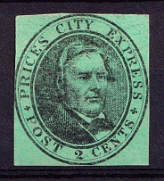 1858 2c Prices City Express, United States Locals & Carriers (Sc. #119L3, Genuine)