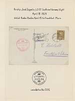 Worldwide Air Post Stamps and Postal History - Germany - Zeppelin Flights - 1929 (April 19), South West Germany Flight two postcards and one cover, franked by 3pf (cards) or 8pf (cover), cancelled by Baden-Baden, Mannheim and …