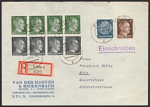 1942 (4 Aug) Third Reich, Germany, Registered cover from Cologne franked with Mi. H - Bl. 117 (CV $50)