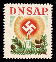 1938 Denmark, 'DNSAP', Christmas Seal, Swastika, Third Reich Propaganda