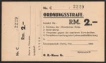 1941 Third Reich, Germany, Receipt Administrative penalty