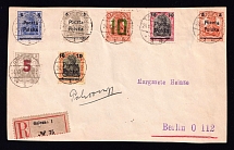 1919 (24 Oct.) Poland, Registered Cover from Gniezno to Berlin, franked with Mi. 130 - 136 (Full Sets)