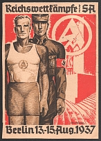 1937 'SA National Competition in Berlin 13-15.08.1937', Propaganda Postcard, Third Reich Nazi Germany