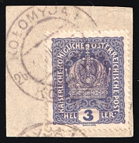 1919 40h on 3h Romanian Occupation of Kolomyia CMT, Ukraine (Kramarenko 2, Certificate, Canceled)